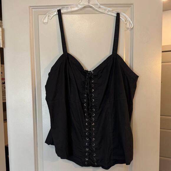 Torrid Women's Size 4X Black Poplin Lace-Up Cami Corset Lacing Sleeveless Top - Picture 2 of 10